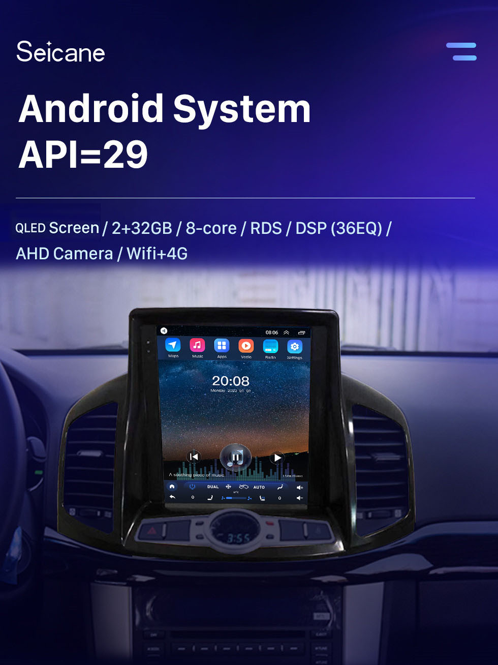 Seicane 9,7-дюймовый Android 10.0 для 2012-2017 Chevrolet Captiva High Version Radio GPS-навигационная система с сенсорным экраном HD Поддержка Bluetooth Carplay TPMS