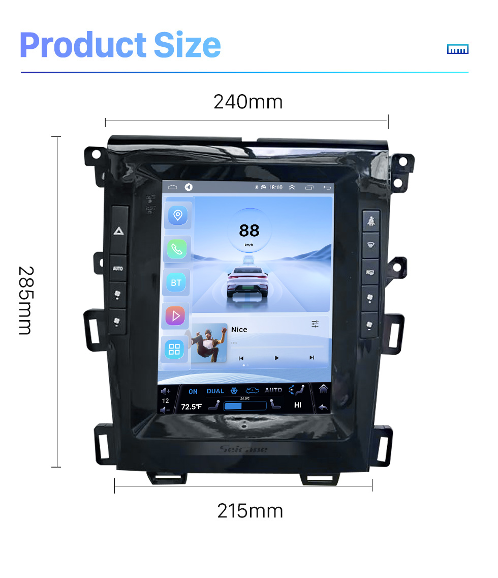 Seicane 9.7 Inch HD Touchscreen for 2015-2018 Ford Edge Low End Stereo Car Radio Bluetooth Carplay Stereo System Support AHD Camera
