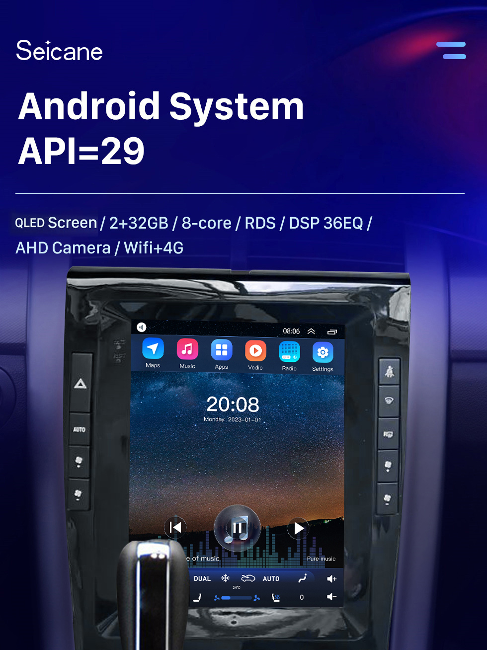 Seicane 9,7-дюймовый сенсорный экран HD для 2015-2018 Ford Edge Low End Stereo Автомобильный радиоприемник Bluetooth Carplay Стереосистема Поддержка AHD-камеры