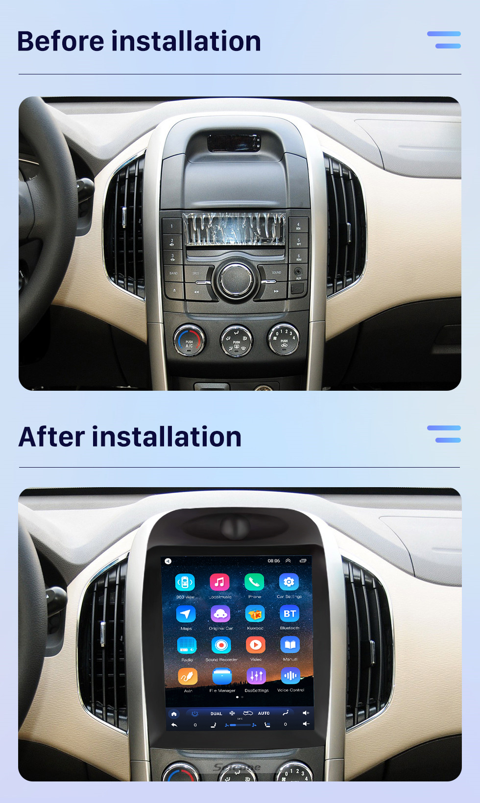 Seicane Écran tactile HD pour 2011-2014 BAOJUN 630 Radio Android 10.0 Système de navigation GPS 9,7 pouces avec prise en charge Bluetooth USB TV numérique Carplay