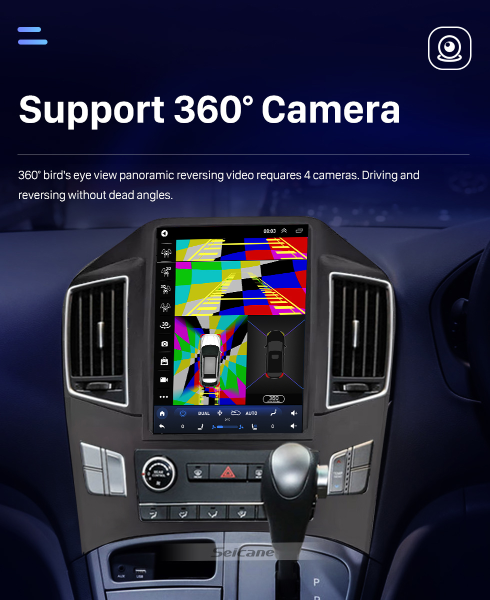 Seicane Écran tactile HD 9,7 pouces Android 10.0 pour 2017 HYUNDAI H1 Radio Système de navigation GPS Prise en charge Bluetooth Carplay Caméra de recul DVR Commande au volant TPMS