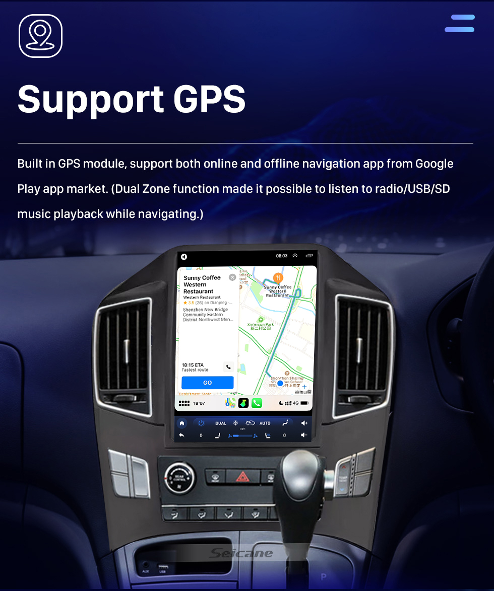 Seicane Tela sensível ao toque hd 9.7 polegadas android 10.0 para 2017 hyundai h1 sistema de navegação gps de rádio bluetooth suporte carplay câmera de backup dvr controle de volante tpms