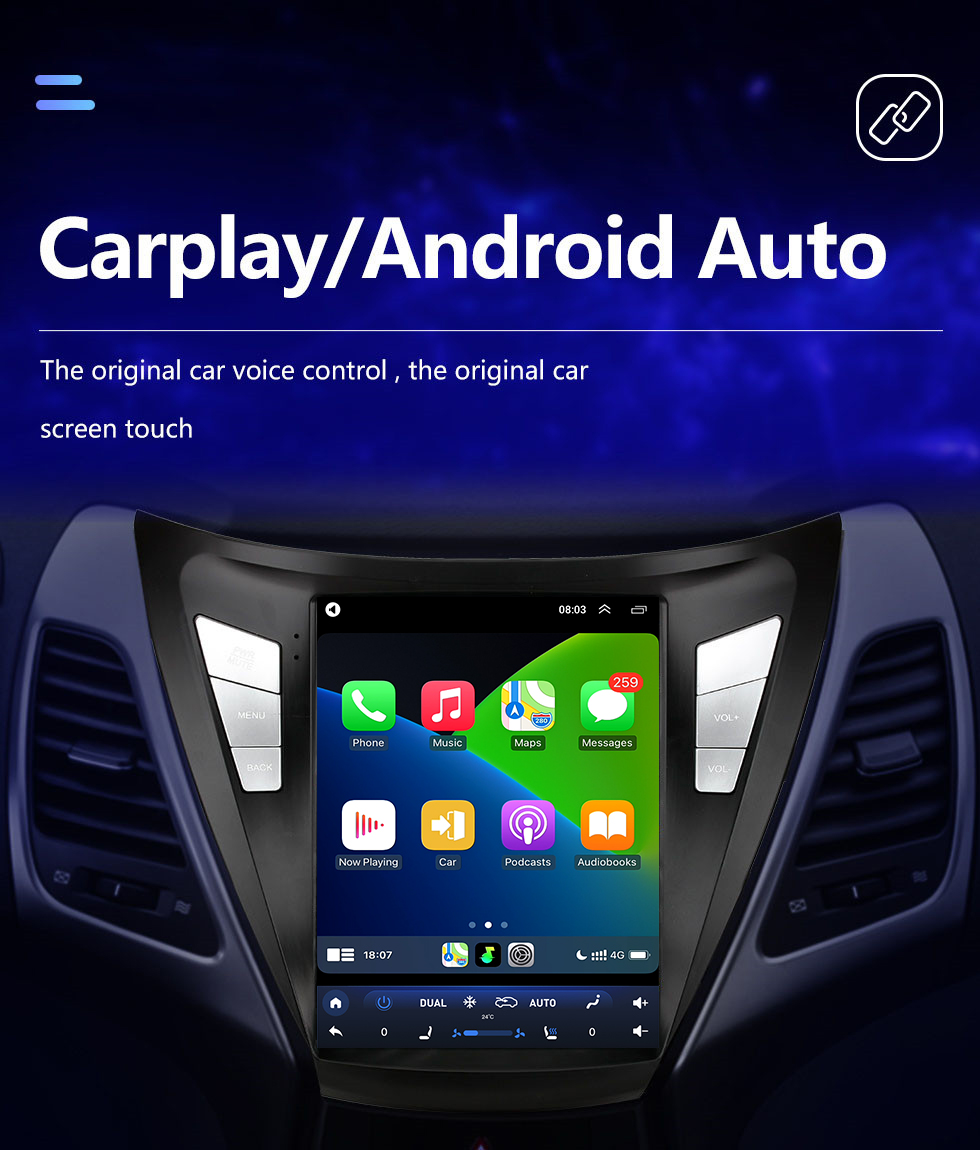 Seicane OEM 9,7 pouces Android 10.0 pour 2013-2016 HYUNDAI ELANTRA OVERSEAS EDITION Radio de navigation GPS LHD avec écran tactile Prise en charge Bluetooth WIFI TPMS Carplay DAB +