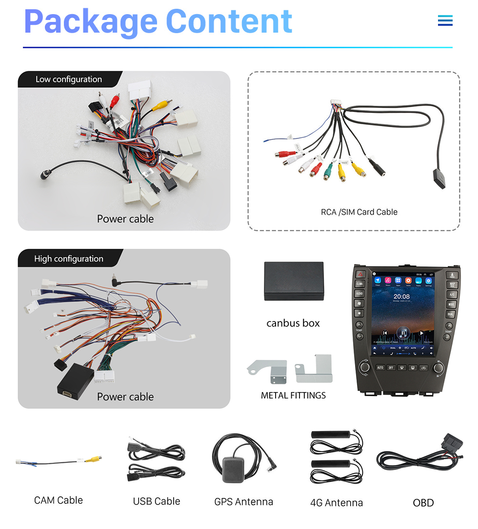 Seicane Android 10.0 OEM 9,7 polegadas para 2009 2010-2012 TOYOTA LEXUS ES HD Touchscreen Rádio Bluetooth GPS Navegação Estéreo com WIFI USB FM suporte a música DVR OBD2 Câmera de backup