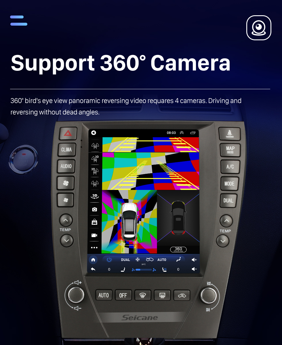 Seicane Android 10.0 OEM 9,7 pouces pour 2009 2010-2012 TOYOTA LEXUS ES Radio à écran tactile HD Bluetooth Navigation GPS Stéréo avec WIFI Prise en charge de la musique FM USB DVR OBD2 Caméra de recul