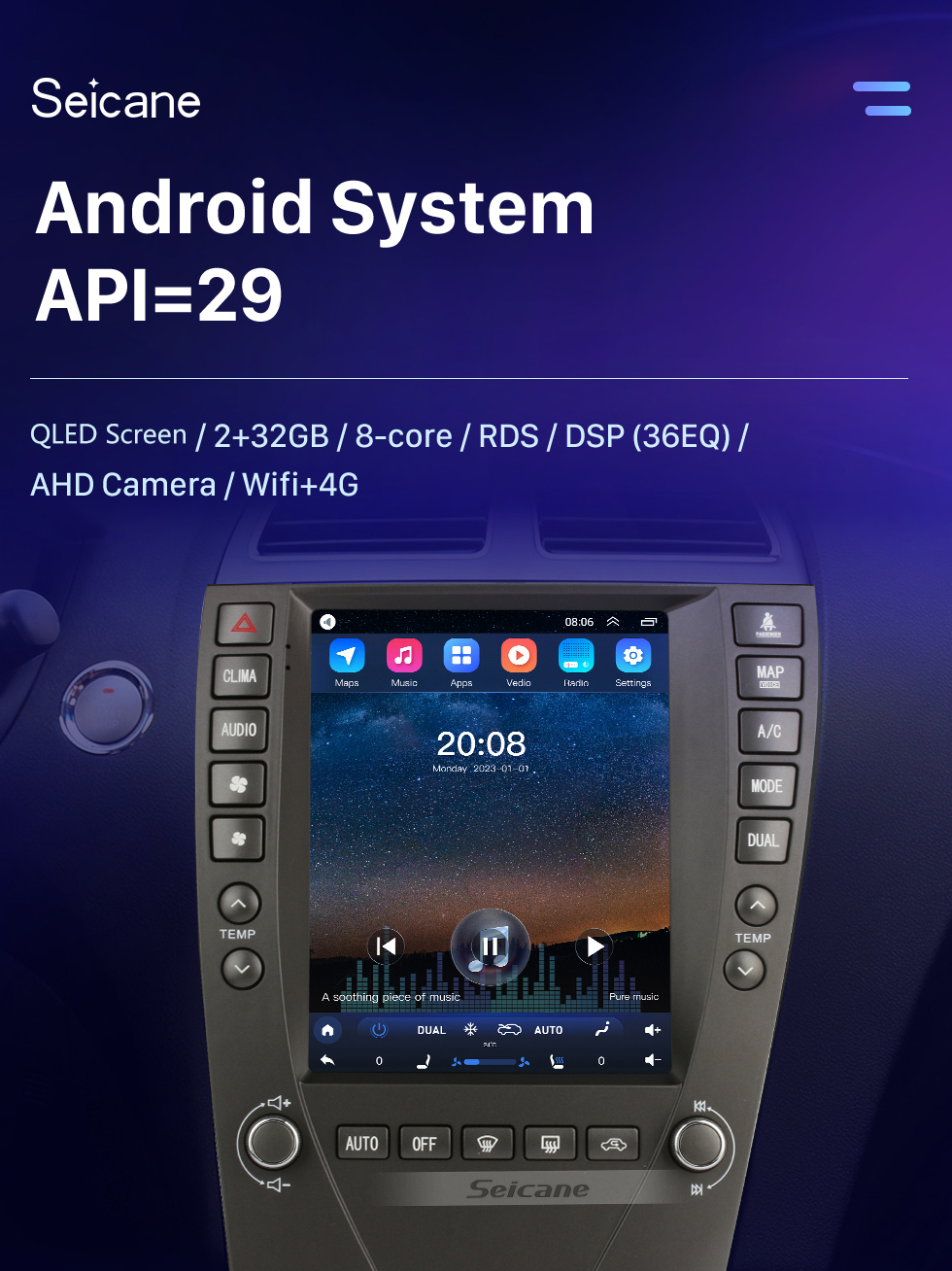 Seicane OEM 9,7-дюймовый Android 10.0 для 2009 2010-2012 TOYOTA LEXUS ES GPS-навигация Радио с сенсорным экраном Поддержка Bluetooth WIFI TPMS Carplay DAB+