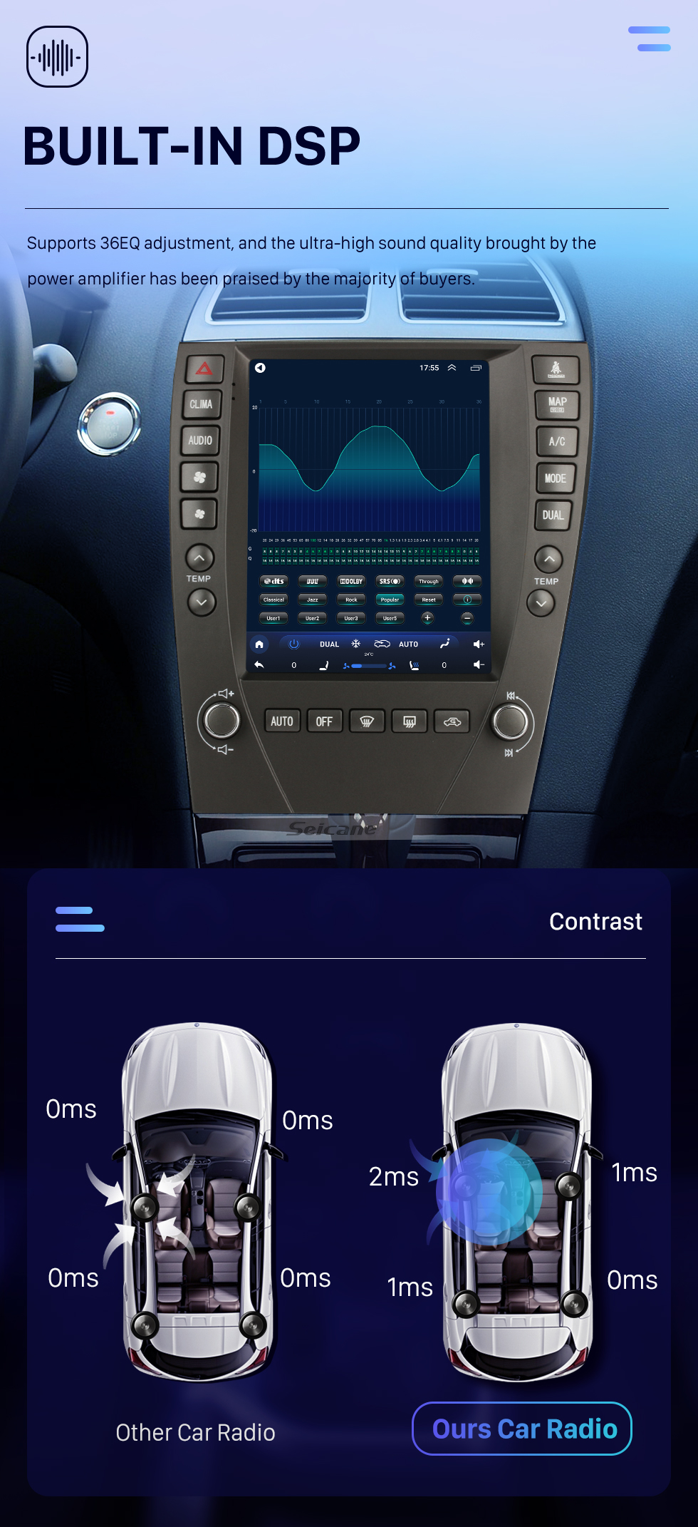 Seicane OEM 9,7 polegadas Android 10.0 para 2009 2010-2012 TOYOTA LEXUS ES GPS Navigation Radio com tela sensível ao toque Bluetooth WIFI suporte TPMS Carplay DAB +