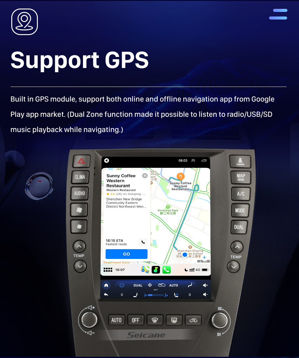 Seicane OEM 9,7 pouces Android 10.0 pour 2009 2010-2012 TOYOTA LEXUS ES Radio de navigation GPS avec écran tactile Bluetooth WIFI support TPMS Carplay DAB+