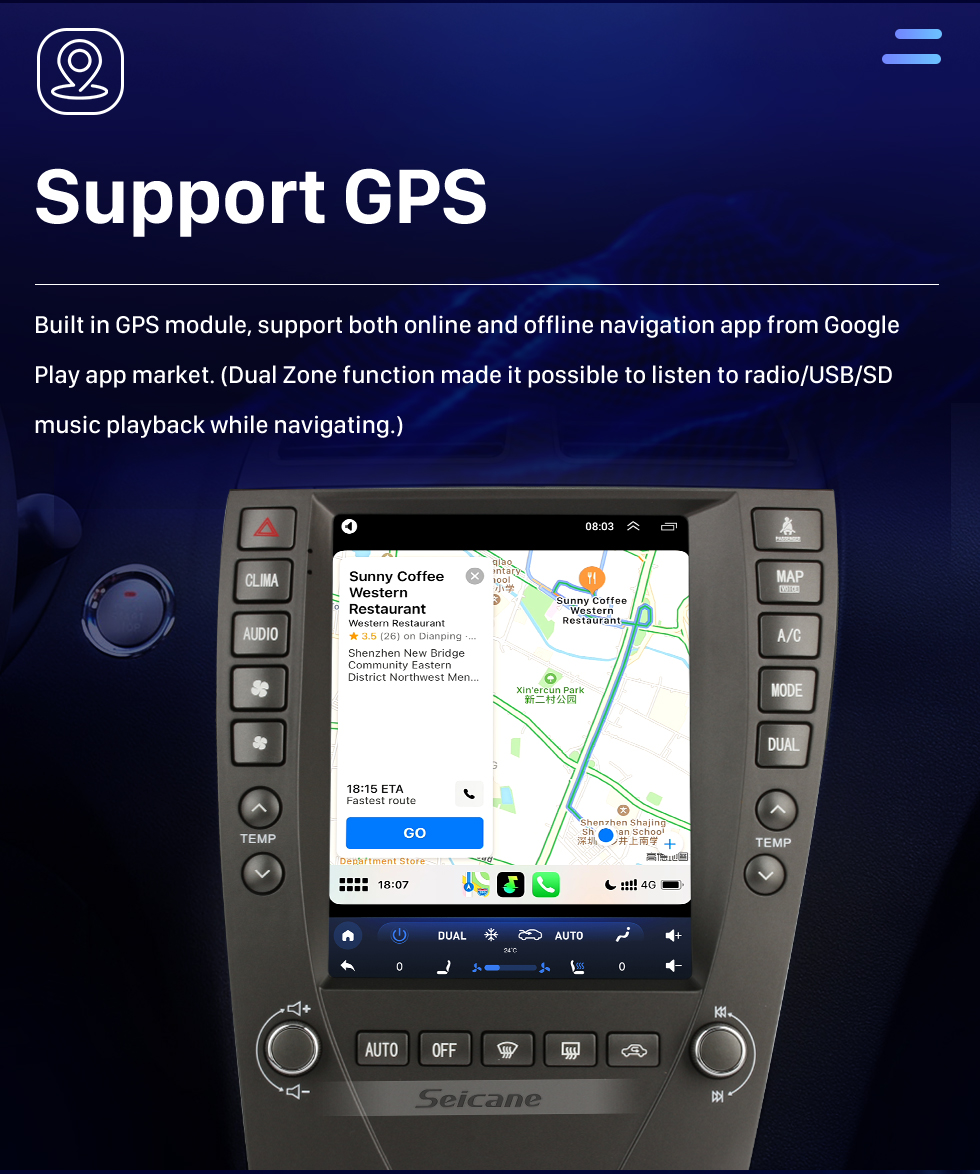 Seicane OEM 9,7-дюймовый Android 10.0 для 2009 2010-2012 TOYOTA LEXUS ES GPS-навигация Радио с сенсорным экраном Поддержка Bluetooth WIFI TPMS Carplay DAB+