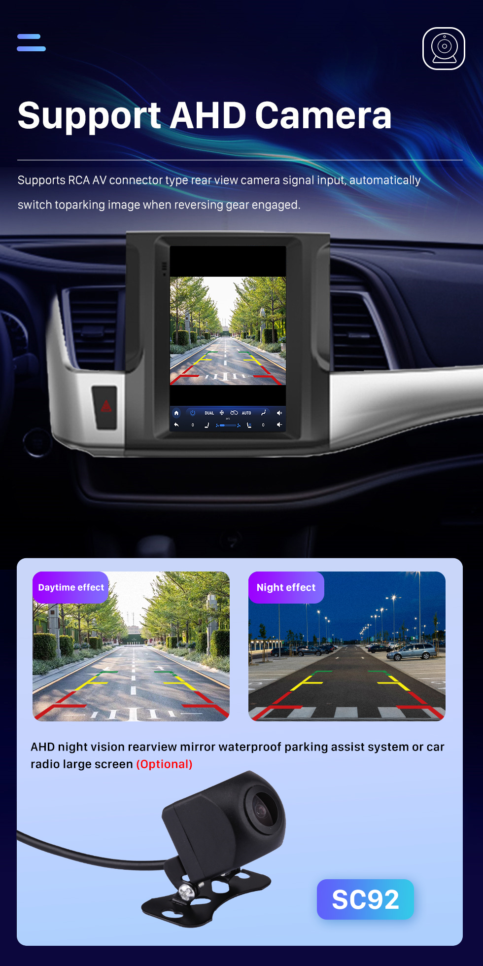 Seicane Android 10.0 9,7 дюйма для Toyota Highlander 2015-2018 гг. Радио с сенсорным экраном HD Система GPS-навигации Поддержка Bluetooth Carplay OBD2 Камера 360 °