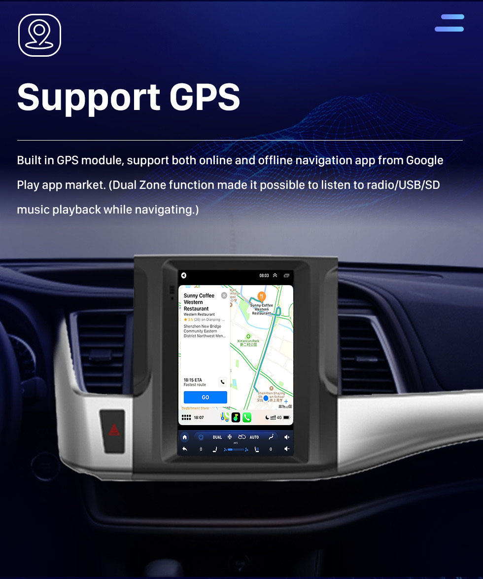 Seicane Android 10.Tesla Touch screen for 2015-2018 Toyota Highlander Radio with GPS Navigation System Bluetooth built-in Carplay Android auto Seicane Android 10.Tesla Touch screen for 2015-2018 Toyota Highlander Radio with GPS Navigation System Bluetooth built-in Carplay Android auto
