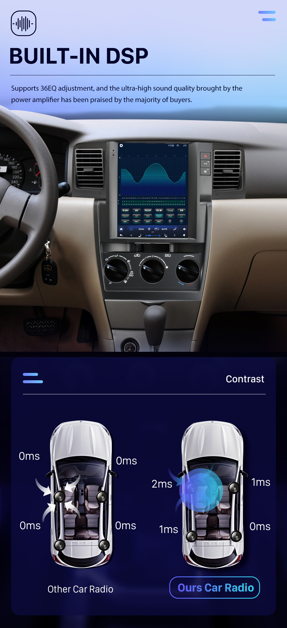 Seicane Android 10.0 9,7 pouces pour 2006-2012 TOYOTA COROLLA Radio avec système de navigation GPS à écran tactile HD Prise en charge Bluetooth Carplay TPMS