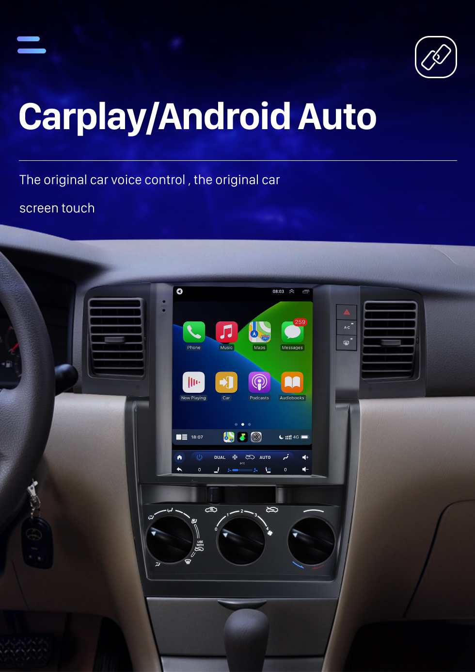 Seicane Android 10.0 9.7 polegadas para 2006-2012 TOYOTA COROLLA Rádio com HD Touchscreen Sistema de Navegação GPS Suporte Bluetooth Carplay TPMS
