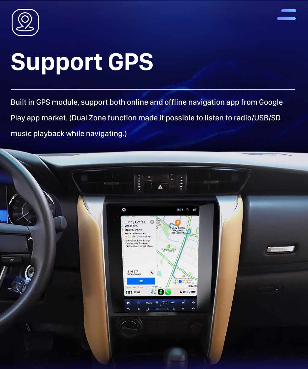 Seicane HD Touchscreen für 2014-2018 TOYOTA Fortuner Radio Android 10.0 9,7 Zoll GPS Navigationssystem mit Bluetooth USB Unterstützung Digital TV Carplay