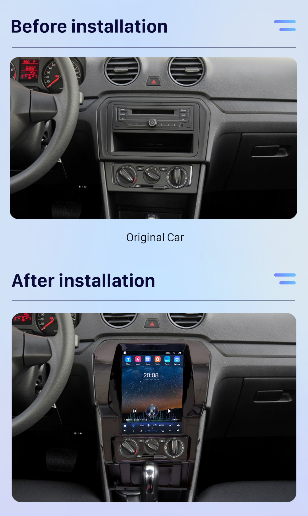 Seicane Pour 2013 VOLKSWAGEN JETTA Radio 9,7 pouces Android 10.0 Navigation GPS avec écran tactile HD Prise en charge Bluetooth Carplay Caméra arrière