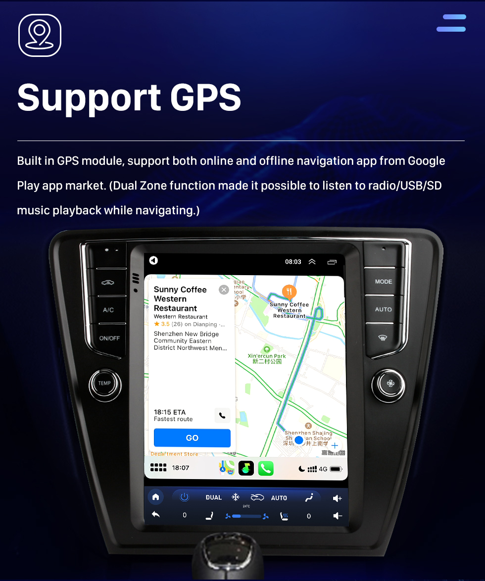 Seicane Para 2016-2018 SKODA OCTAVIA Rádio 9,7 polegadas Android 10.0 Navegação GPS com HD Touchscreen Suporte Bluetooth Carplay Câmera Traseira