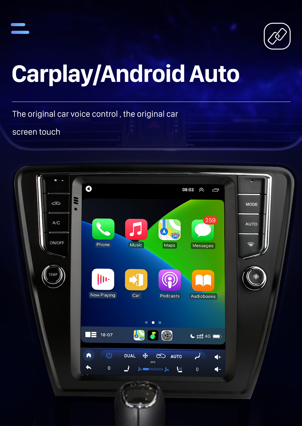 Seicane Para 2016-2018 SKODA OCTAVIA Rádio 9,7 polegadas Android 10.0 Navegação GPS com HD Touchscreen Suporte Bluetooth Carplay Câmera Traseira