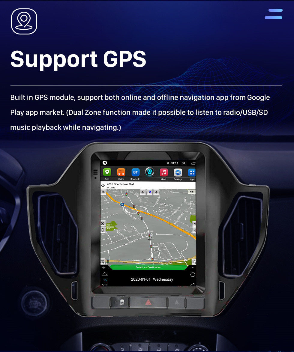 Seicane Android 10.0 Pantalla táctil HD de 9.7 pulgadas para 2015-2017 HAWTAI SANTAFE Radio Sistema de navegación GPS con WIFI Soporte Bluetooth Carplay DVR TPMS Cámara de respaldo