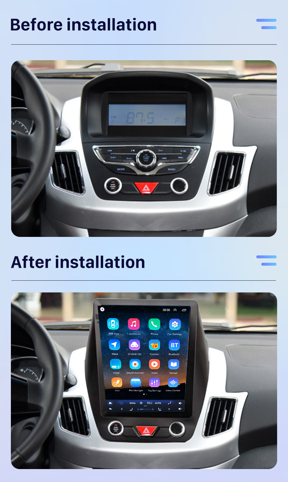 Seicane 9,7 Zoll Android 10.0 für 2016 JINBEI S35 Radio GPS Navigationssystem mit Bluetooth HD Touchscreen Carplay Unterstützung DSP SWC DVR DAB+ Rückfahrkamera