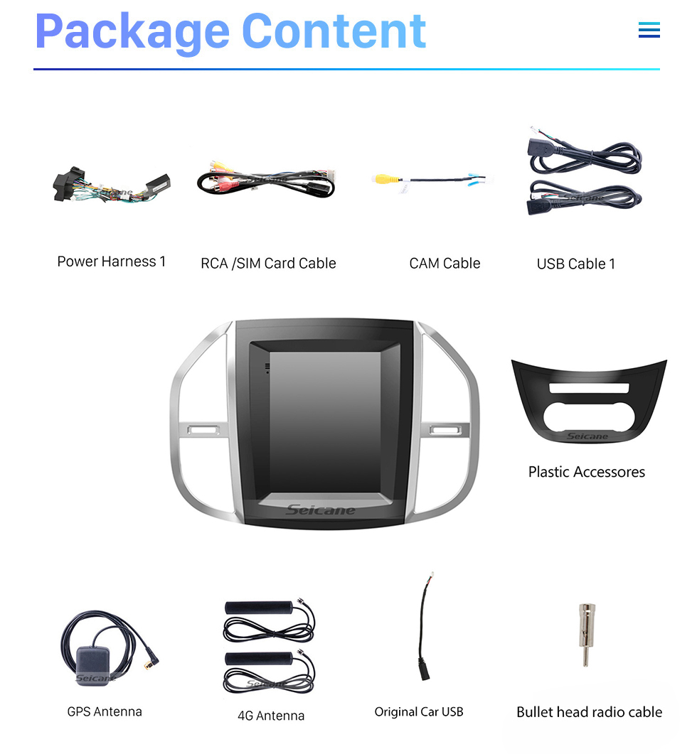 Seicane OEM Android 10.0 para Mercedes Benz Vito W447 2014 2015 2016-2022 Radio con pantalla táctil HD de 9.7 pulgadas Sistema de navegación GPS Soporte Carplay TPMS DVR OBD II Cámara trasera AUX Control del volante Seicane OEM Android 10.0 para Mercedes Benz Vito W447 2014 2015 2016-2022 Radio con pantalla táctil HD de 9.7 pulgadas Sistema de navegación GPS Soporte Carplay TPMS DVR OBD II Cámara trasera AUX Control del volante