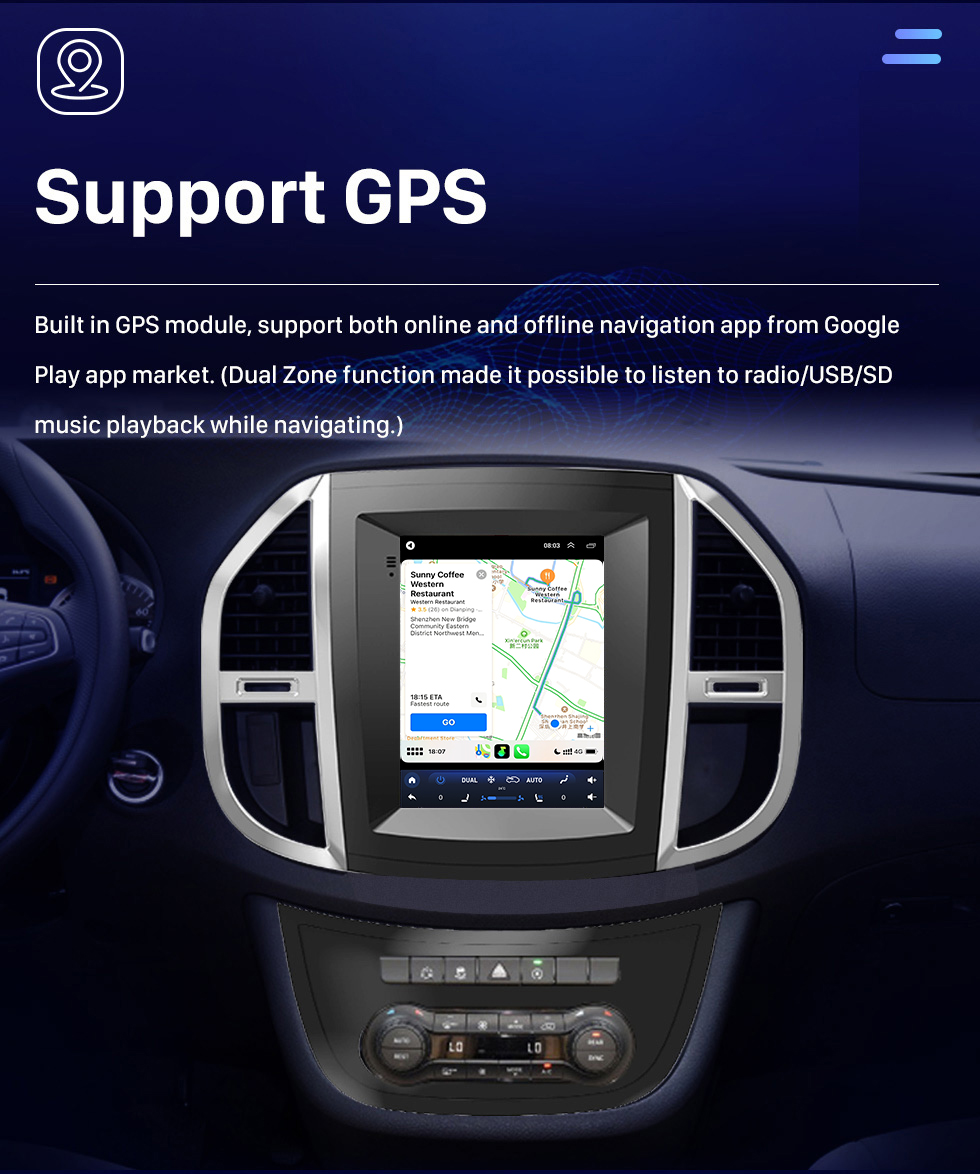 Seicane OEM Android 10.0 para Mercedes Benz Vito W447 2014 2015 2016-2022 Radio con pantalla táctil HD de 9.7 pulgadas Sistema de navegación GPS Soporte Carplay TPMS DVR OBD II Cámara trasera AUX Control del volante Seicane OEM Android 10.0 para Mercedes Benz Vito W447 2014 2015 2016-2022 Radio con pantalla táctil HD de 9.7 pulgadas Sistema de navegación GPS Soporte Carplay TPMS DVR OBD II Cámara trasera AUX Control del volante
