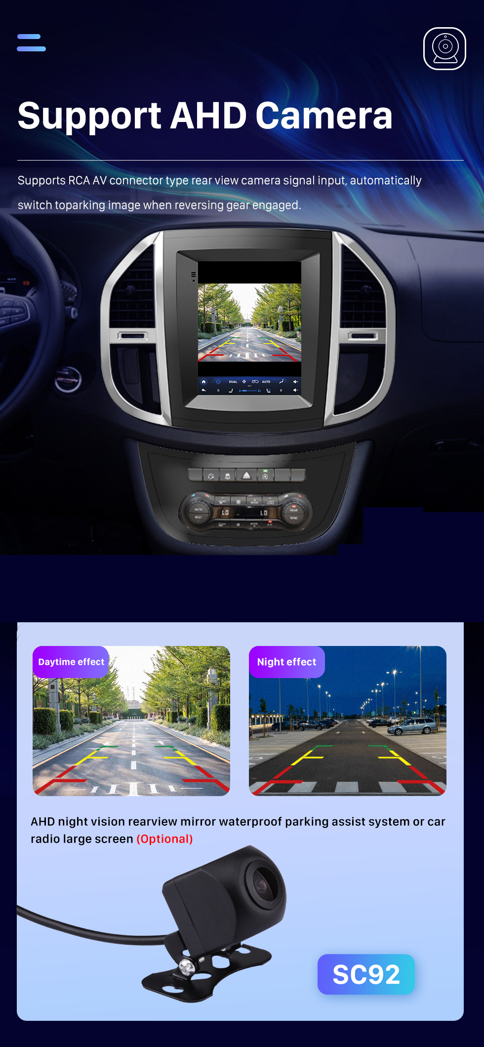 Seicane Android 10.0 9,7 polegadas para Mercedes Benz Vito W447 2014 2015 2016-2022 Rádio com HD Touchscreen Sistema de Navegação GPS Suporte Bluetooth Carplay TPMS