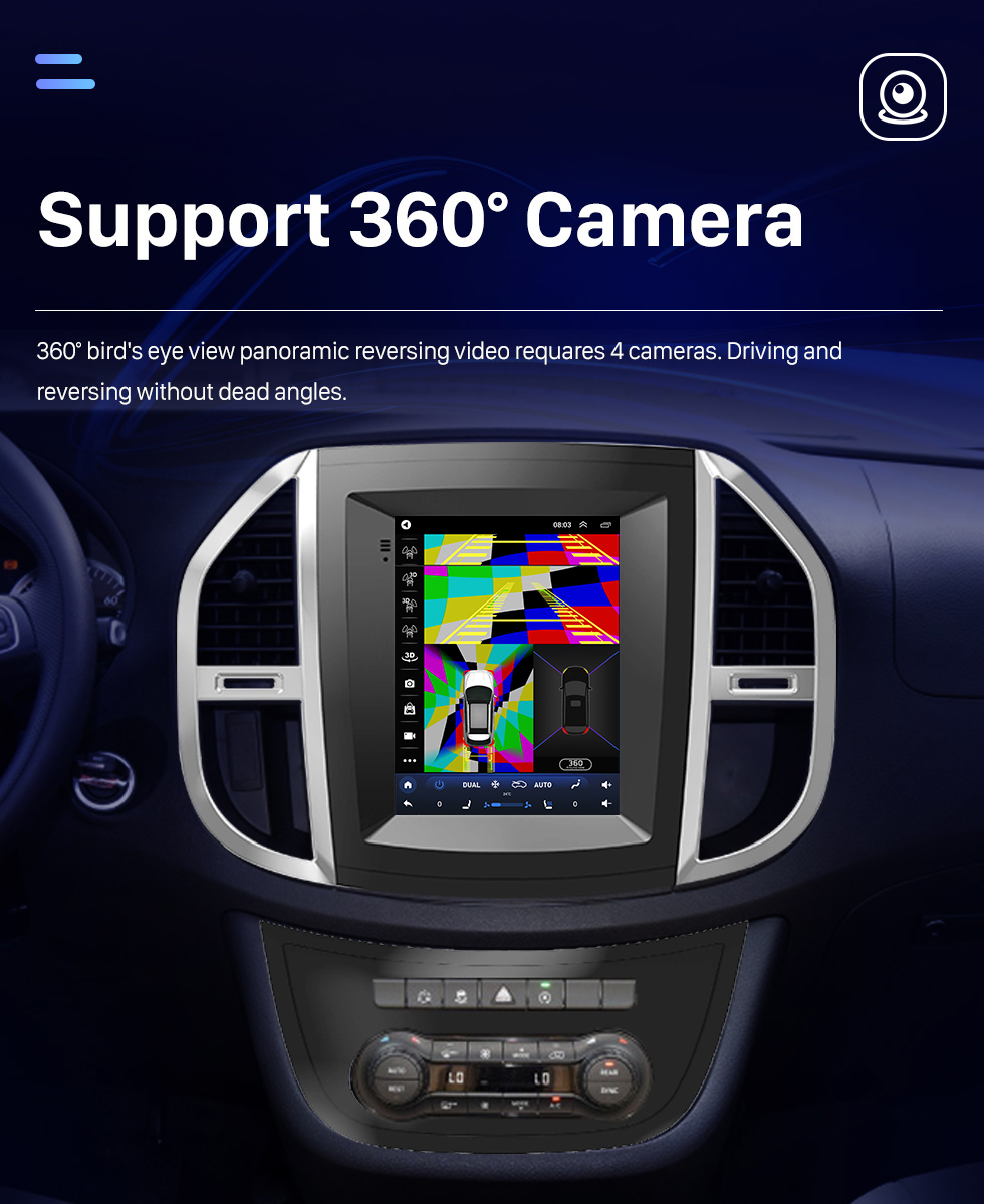 Seicane Android 10.0 9.7 pulgadas para Mercedes Benz Vito W447 2014 2015 2016-2022 Radio con pantalla táctil HD Sistema de navegación GPS Soporte Bluetooth Carplay TPMS