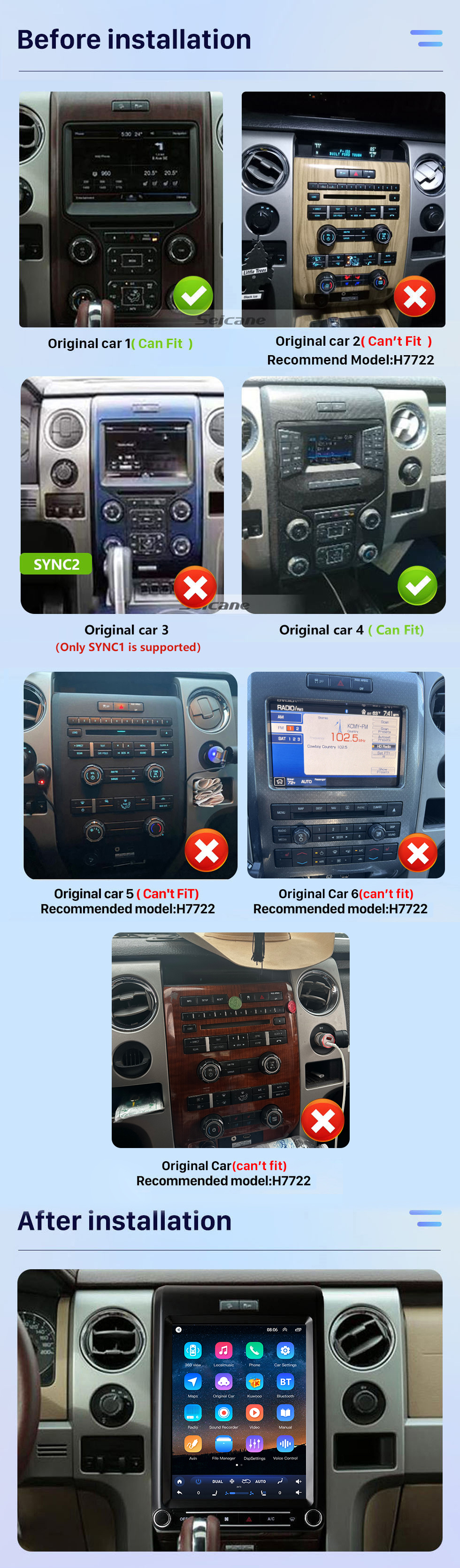 Seicane 12,1-дюймовый сенсорный HD-экран для Ford F150 Mustang 2009-2013 гг. Радио Автомобильная стереосистема с поддержкой RDS DSP Bluetooth GPS-навигация Камера с обзором 360° Seicane 12,1-дюймовый сенсорный HD-экран для Ford F150 Mustang 2009-2013 гг. Радио Автомобильная стереосистема с поддержкой RDS DSP Bluetooth GPS-навигация Камера с обзором 360°