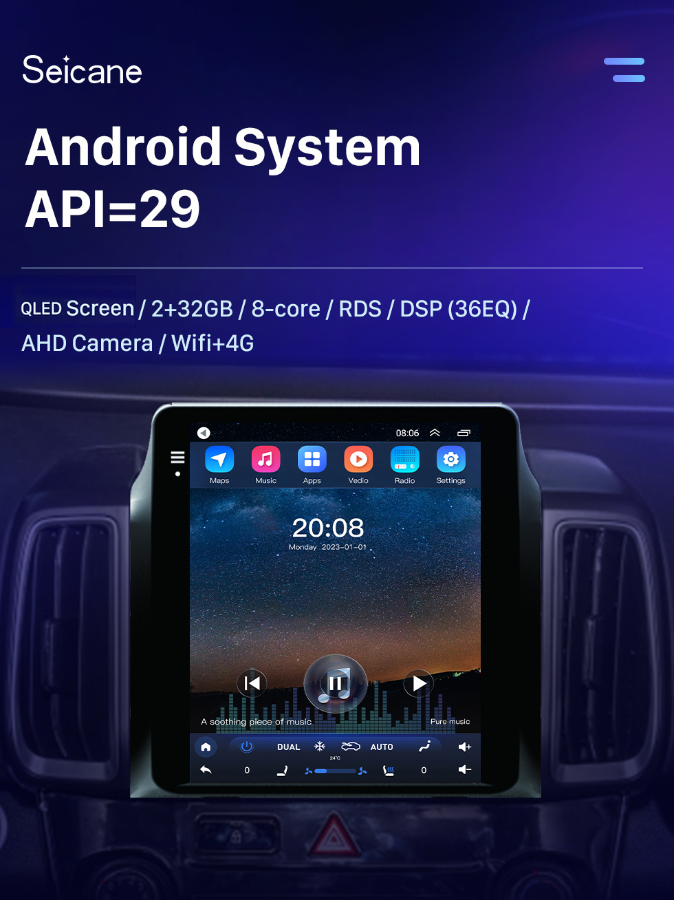 Seicane Écran tactile HD pour 2018 Hyundai IX35 Radio Android 10.0 Système de navigation GPS de 9,7 pouces avec prise en charge Bluetooth USB TV numérique Carplay Seicane Écran tactile HD pour 2018 Hyundai IX35 Radio Android 10.0 Système de navigation GPS de 9,7 pouces avec prise en charge Bluetooth USB TV numérique Carplay