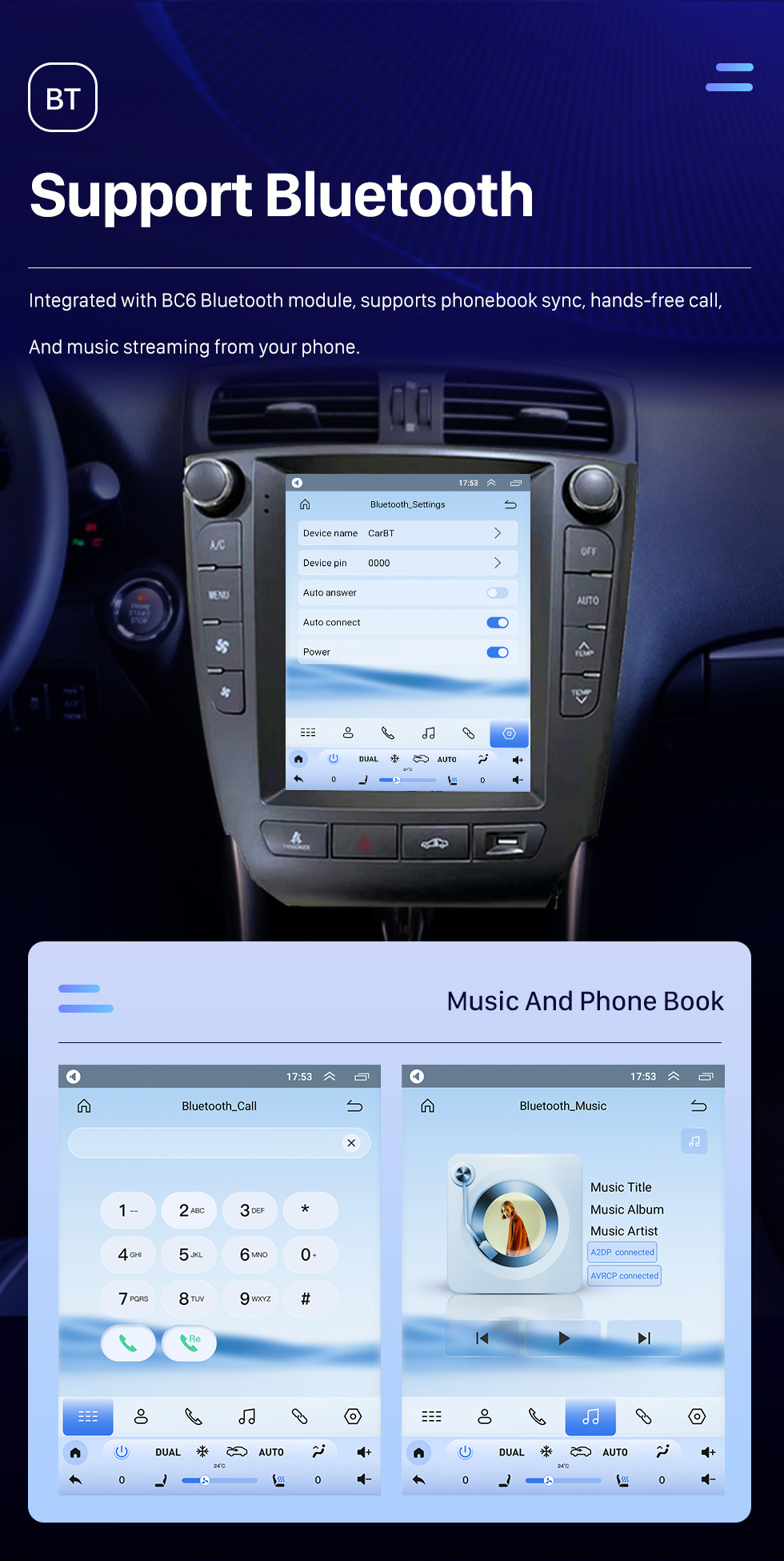 Seicane Android 10.0 9,7 pouces pour 2006-2012 Radio LEXUS IS LOW END avec système de navigation GPS à écran tactile HD Prise en charge Bluetooth Carplay TPMS