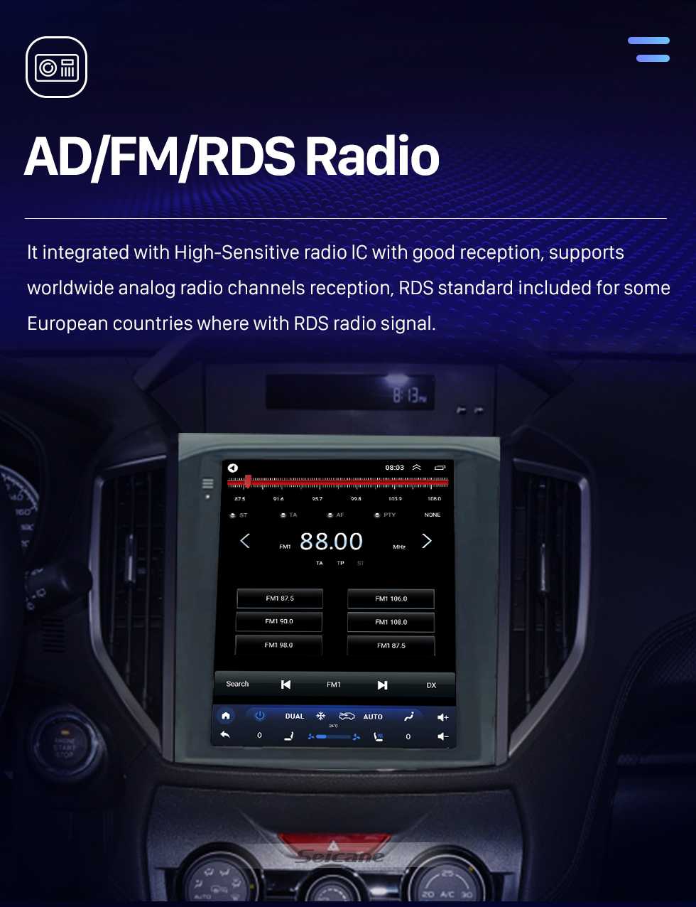 Seicane OEM 9,7 polegadas Android 10.0 para 2019 SUBARU XV FORESTER GPS Navegação Rádio com tela sensível ao toque Bluetooth WIFI suporte TPMS Carplay DAB +