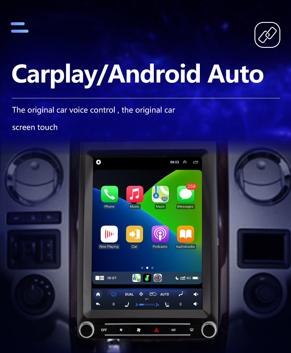 Seicane Écran tactile Carplay HD de 12,1 pouces pour Ford Mustang Expedition F350 2012-2016 Radio stéréo Android de voiture Navigation GPS Système audio de voiture Prise en charge de la caméra à 360 °