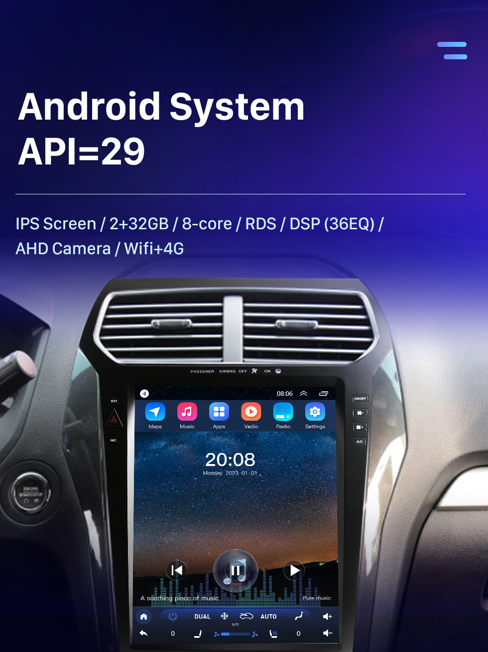 Seicane Für 2011 2012 2013–2019 Ford Explorer TX4003 Touchscreen 12,1 Zoll Autoradio mit integriertem Bluetooth Carplay DSP-Unterstützung GPS-Navigation 360° Kamera Lenkradsteuerung