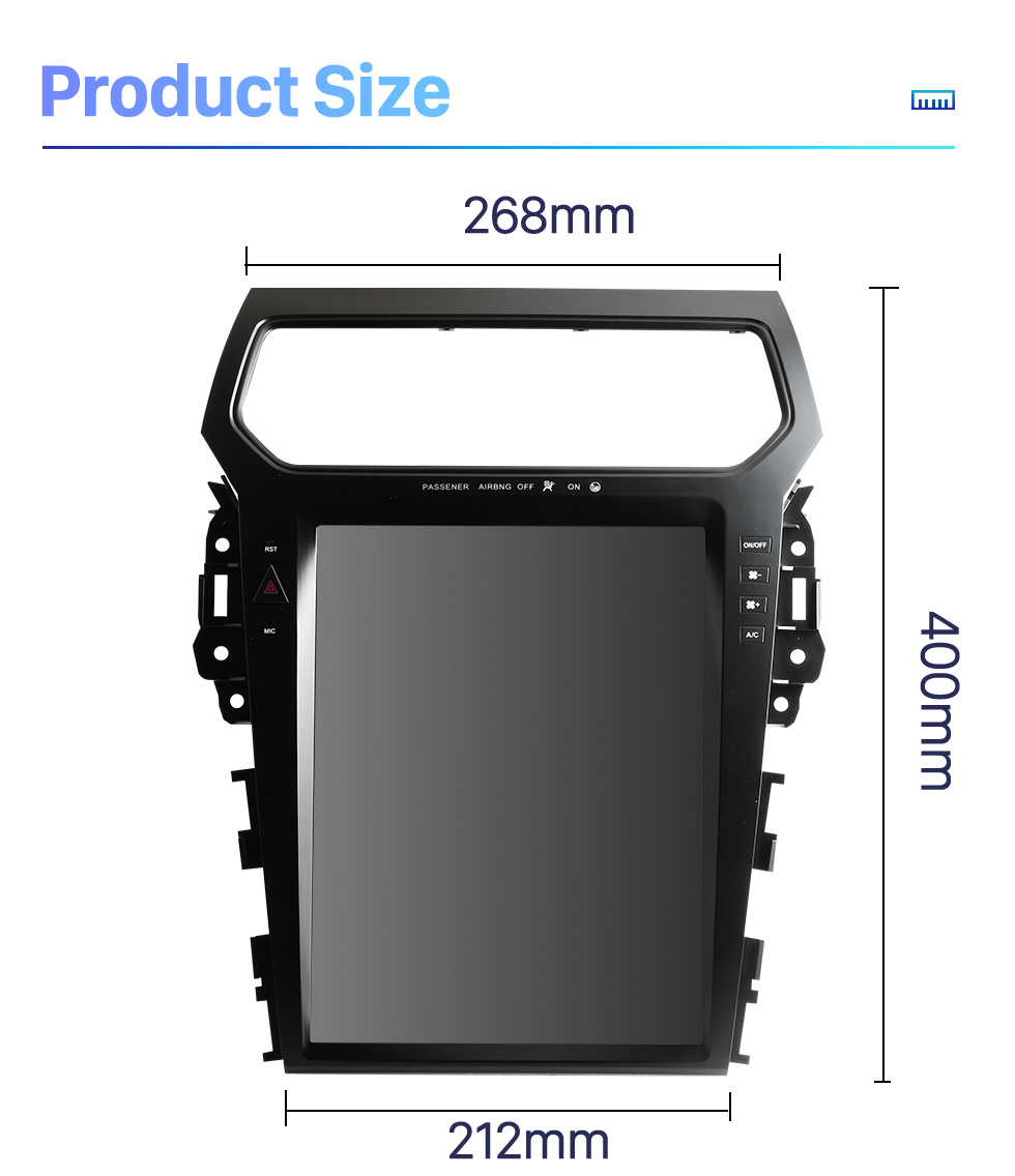 Seicane Pour 2011 2012 2013-2019 Ford Explorer TX4003 Autoradio à écran tactile 12,1 pouces avec prise en charge Bluetooth Carplay DSP intégrée Navigation GPS Caméra 360 ° Commande au volant