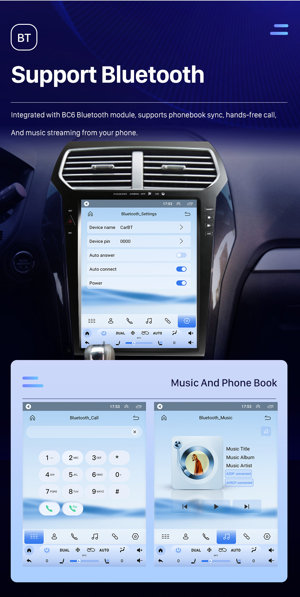 Seicane Pour 2011 2012 2013-2019 Ford Explorer TX4003 Autoradio à écran tactile 12,1 pouces avec prise en charge Bluetooth Carplay DSP intégrée Navigation GPS Caméra 360 ° Commande au volant