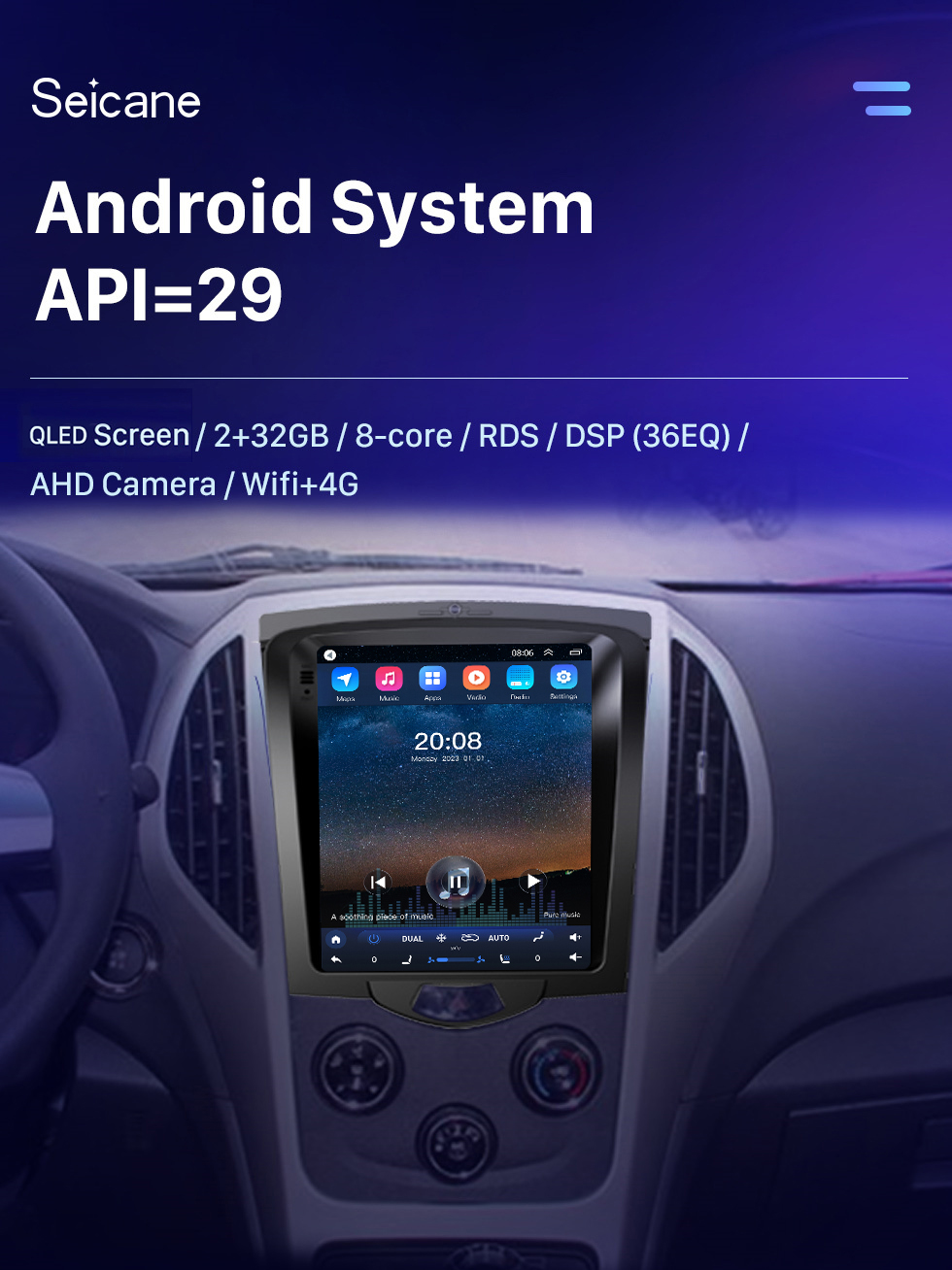 Seicane Para 2014-2015 BYD F3 Rádio 9,7 polegadas Android 10.0 Navegação GPS com HD Touchscreen Suporte Bluetooth Carplay Câmera Traseira
