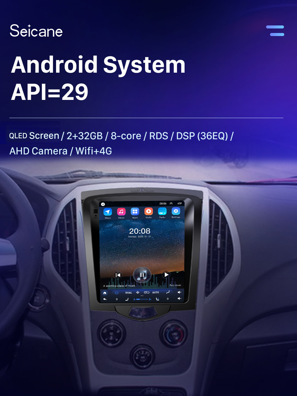 Seicane Для 2014-2015 BYD F3 Радио 9,7-дюймовый Android 10.0 GPS-навигация с HD-сенсорным экраном Поддержка Bluetooth Carplay Задняя камера