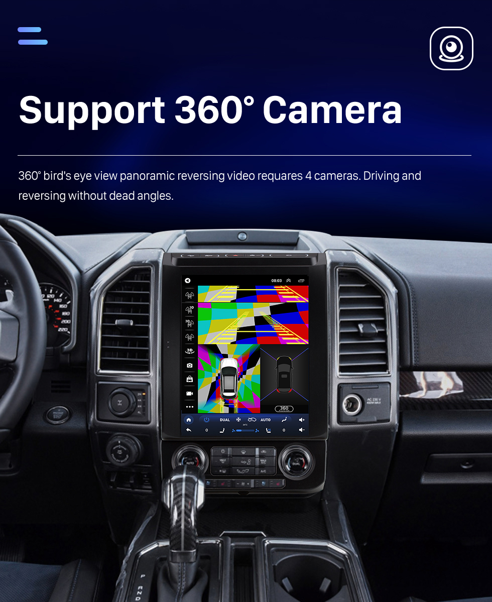 Seicane Tela sensível ao toque HD Android 10.0 de 12,1 polegadas para Ford Mustang F150 2015-2020 Rádio do carro estéreo Bluetooth Carplay Sistema estéreo Suporte Câmera AHD