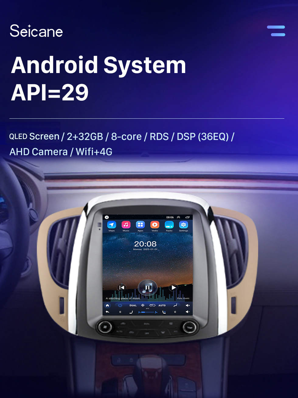 Seicane El mejor sistema de Audio Multimedia para coche para Buick Lacrosse 2009-2012 con pantalla IPS DSP compatible con navegación GPS Bluetooth Carplay 360 ° Cámara