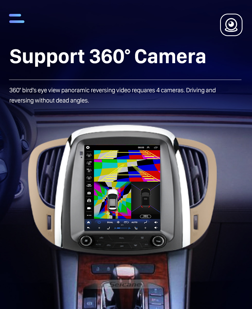 Seicane Meilleur système audio de voiture multimédia pour Buick Lacrosse 2009-2012 avec écran IPS Prise en charge DSP Navigation GPS Bluetooth Caméra Carplay 360 °