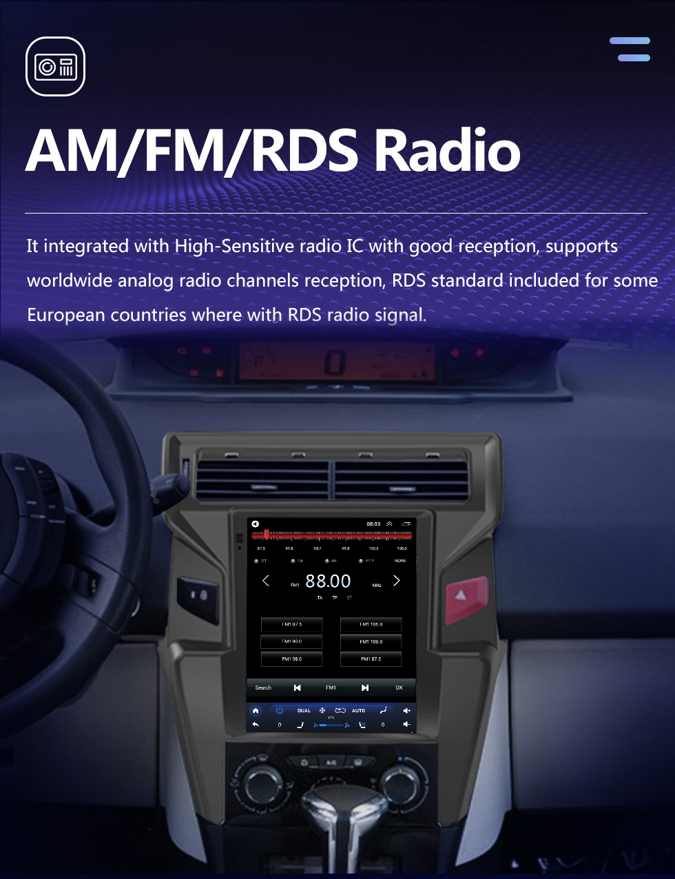 Seicane Radio OEM Android 10.0 pour Citroen Quatre 2012-2016 （Bas）Bluetooth Wifi avec écran tactile HD 9,7 pouces Navigation GPS Prise en charge USB AUX Carplay DVR OBD2