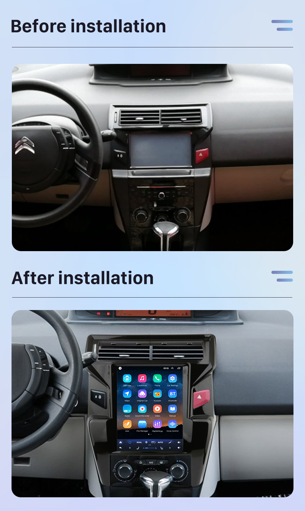 Seicane Für 2012-2016 Citroen Quatre (High) Radio Android 10.0 9,7 Zoll HD Touchscreen Bluetooth mit GPS-Navigationssystem Carplay-Unterstützung 1080P AHD-Kamera DVR OBD2 Seicane Für 2012-2016 Citroen Quatre (High) Radio Android 10.0 9,7 Zoll HD Touchscreen Bluetooth mit GPS-Navigationssystem Carplay-Unterstützung 1080P AHD-Kamera DVR OBD2
