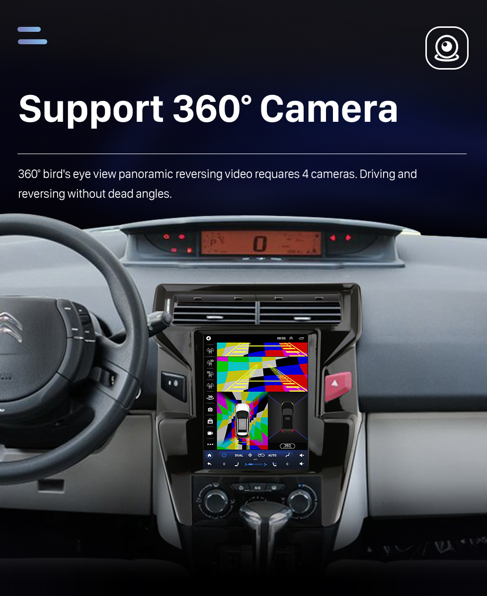 Seicane Para 2012-2016 Citroen Quatre （High) Rádio Android 10.0 9,7 polegadas HD Touchscreen Bluetooth com sistema de navegação GPS Suporte para Carplay 1080P AHD Câmera DVR OBD2