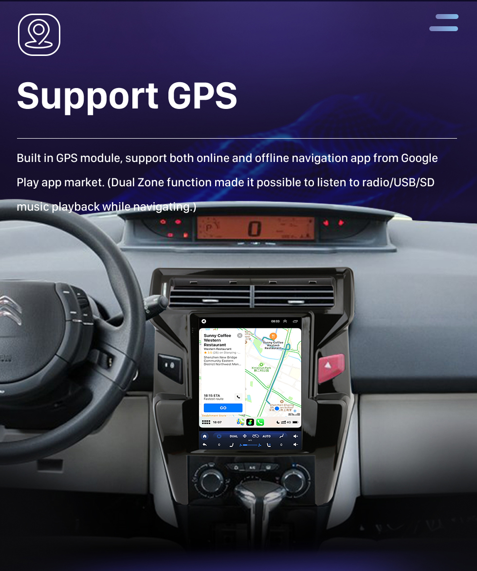 Seicane Für 2012-2016 Citroen Quatre (High) Radio Android 10.0 9,7 Zoll HD Touchscreen Bluetooth mit GPS-Navigationssystem Carplay-Unterstützung 1080P AHD-Kamera DVR OBD2