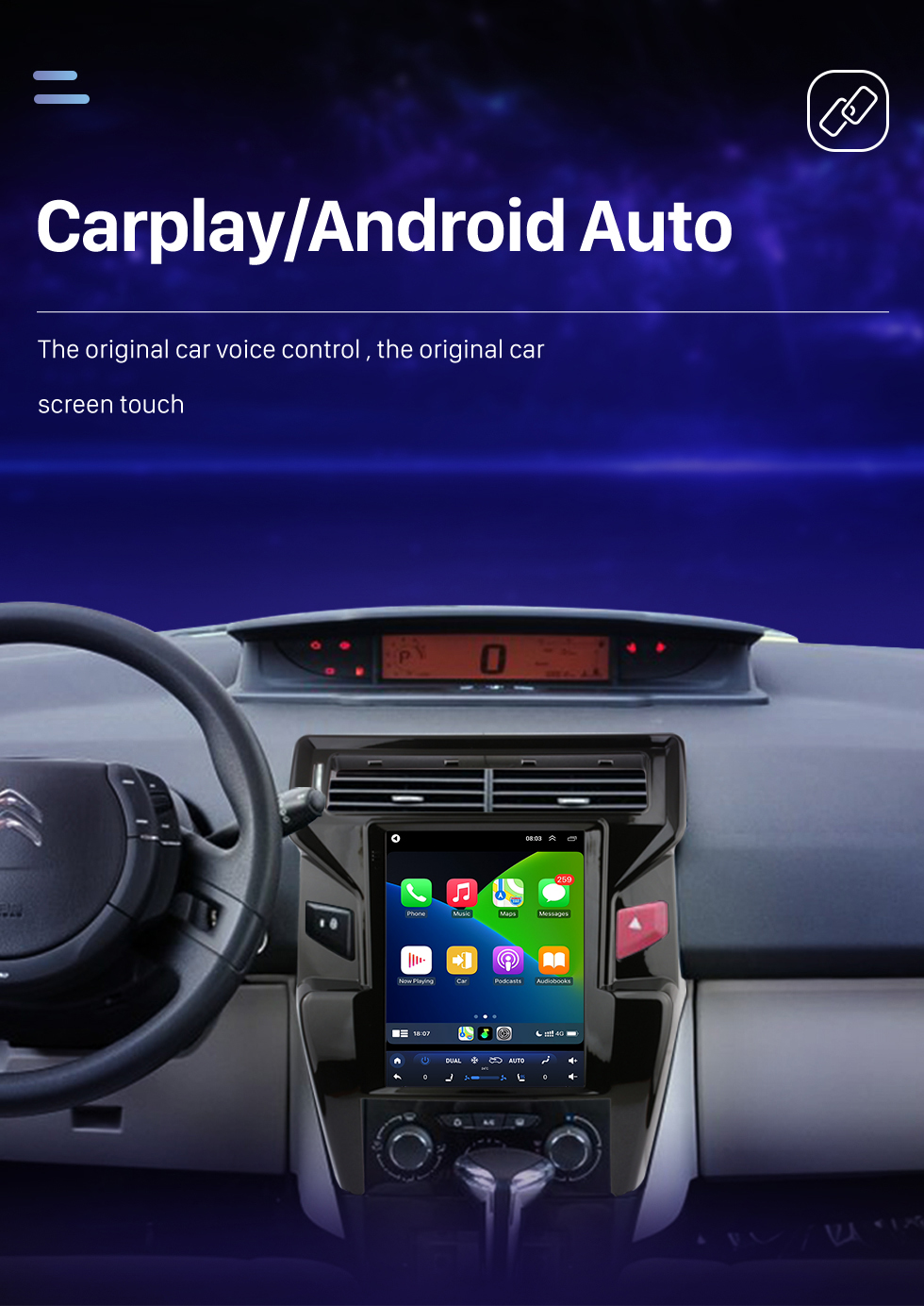 Seicane Para 2012-2016 Citroen Quatre (Alto) Rádio Android 10.0 9.7 polegadas HD Touchscreen Bluetooth com Sistema de Navegação GPS Suporte Carplay 1080P AHD Câmera DVR OBD2