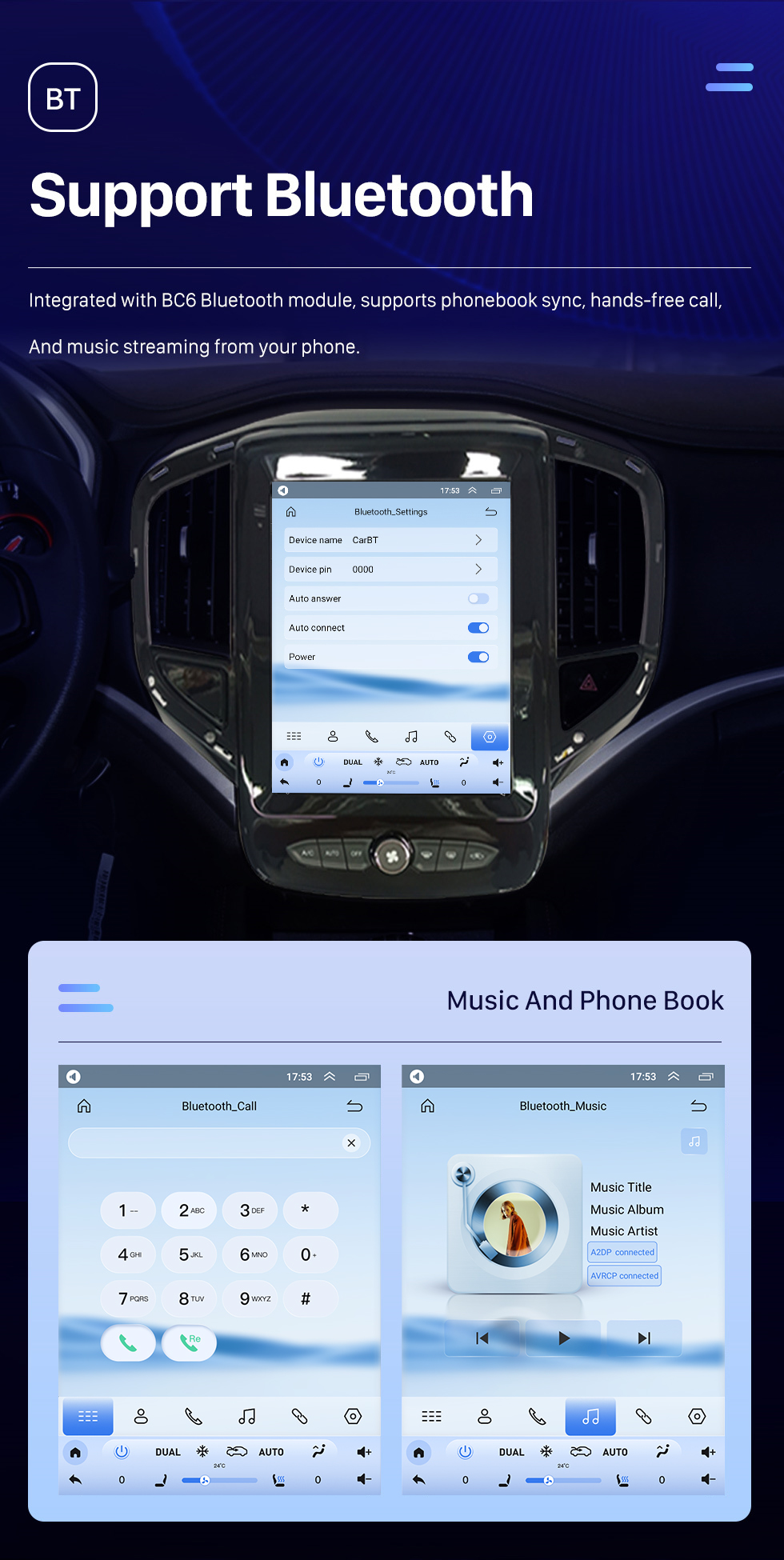 Seicane Pour 2017-2018 Zhonghua V3 Radio 9,7 pouces Android 10.0 Navigation GPS avec écran tactile HD Prise en charge Bluetooth Carplay Caméra arrière