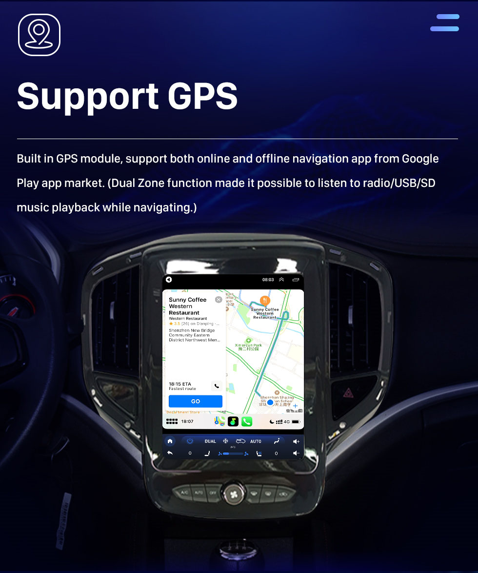 Seicane Pour 2017-2018 Zhonghua V3 Radio 9,7 pouces Android 10.0 Navigation GPS avec écran tactile HD Prise en charge Bluetooth Carplay Caméra arrière