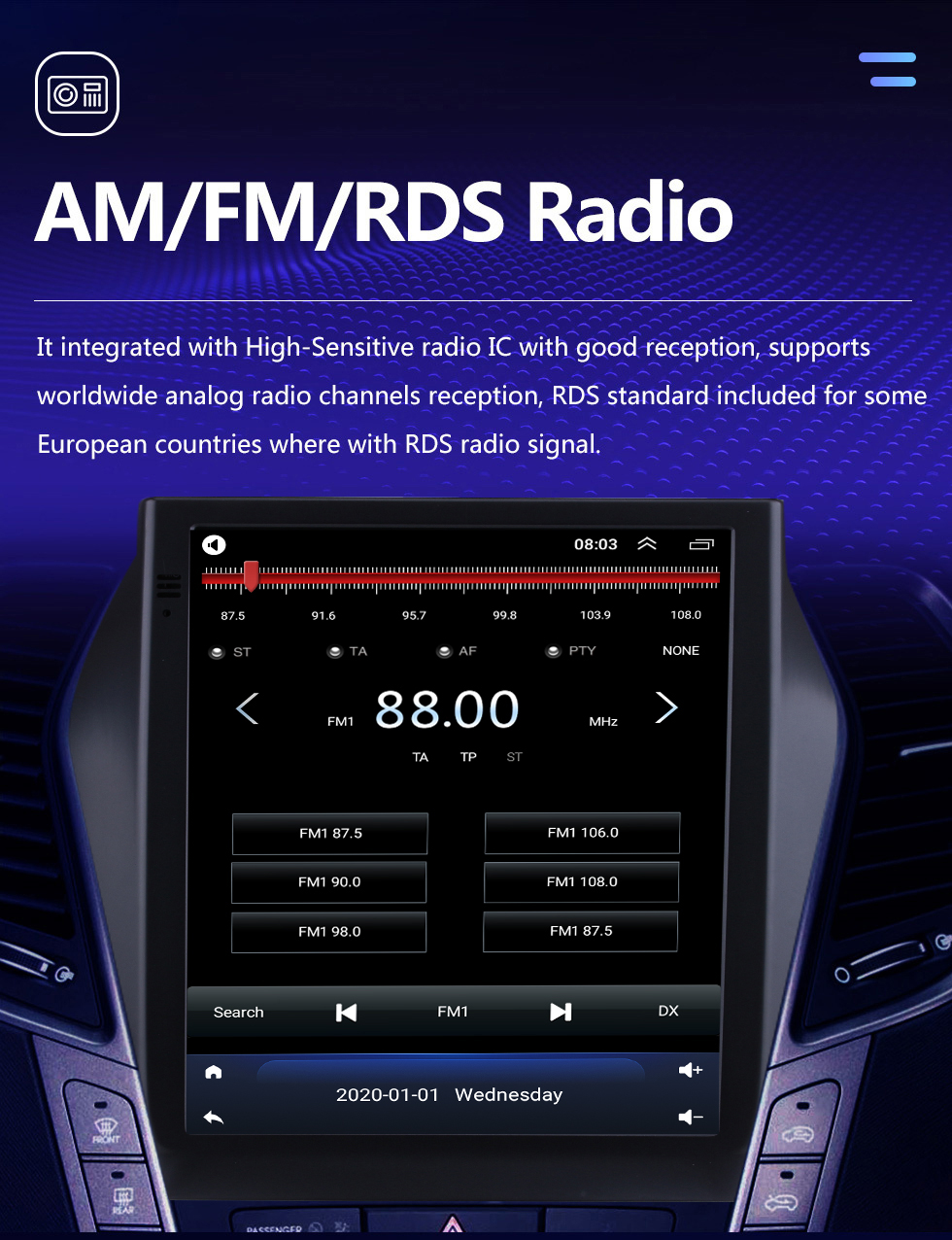 Seicane Écran tactile HD de 9,7 pouces pour 2013 2014-2017 Hyundai Santa Fe IX45 Sonata Android 10.0 Radio Navigation GPS Prise en charge Bluetooth Caméra de recul OBD2