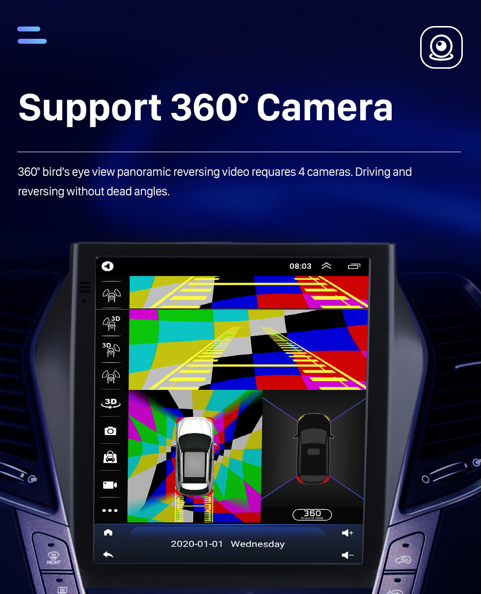 Seicane Écran tactile HD de 9,7 pouces pour 2013 2014-2017 Hyundai Santa Fe IX45 Sonata Android 10.0 Radio Navigation GPS Prise en charge Bluetooth Caméra de recul OBD2