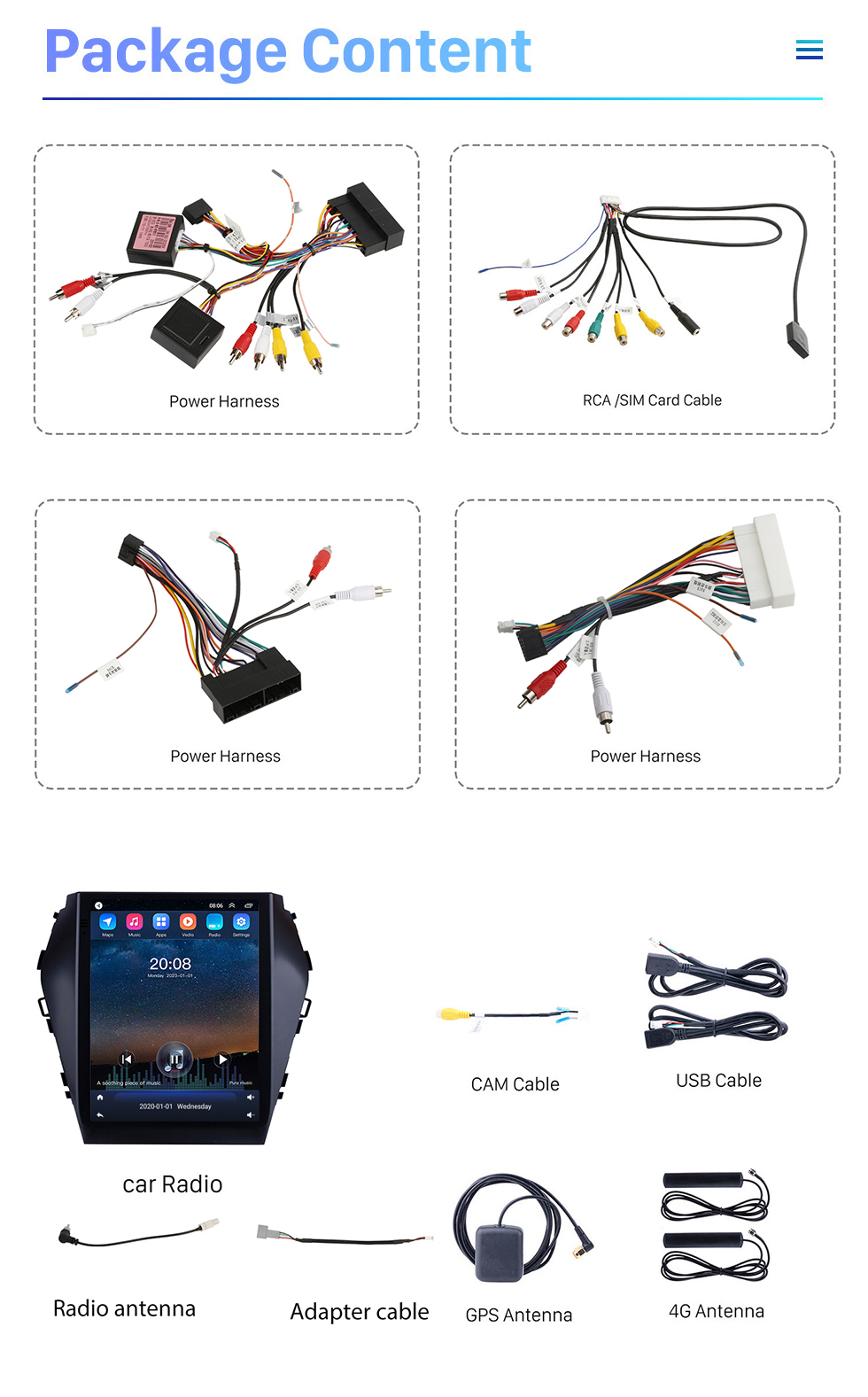 Seicane Tela sensível ao toque HD de 9,7 polegadas para 2013 2014-2017 Hyundai Santa Fe IX45 Sonata Android 10.0 Rádio GPS Navegação Suporte Bluetooth Câmera retrovisor OBD2